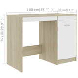 Desk White and Sonoma Oak 100x50x76 cm Engineered Wood - Extra Image