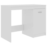 Desk High Gloss White 100x50x76 cm Engineered Wood - Front View