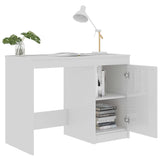 Desk High Gloss White 100x50x76 cm Engineered Wood - Rear View
