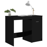 Desk High Gloss Black 100x50x76 cm Engineered Wood - 45-Degree Angle