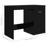 Desk High Gloss Black 100x50x76 cm Engineered Wood - Extra Image