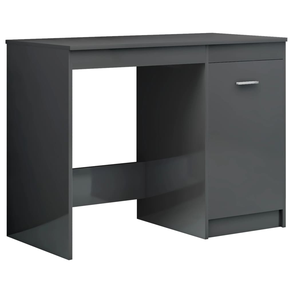 Desk High Gloss Grey 100x50x76 cm Engineered Wood