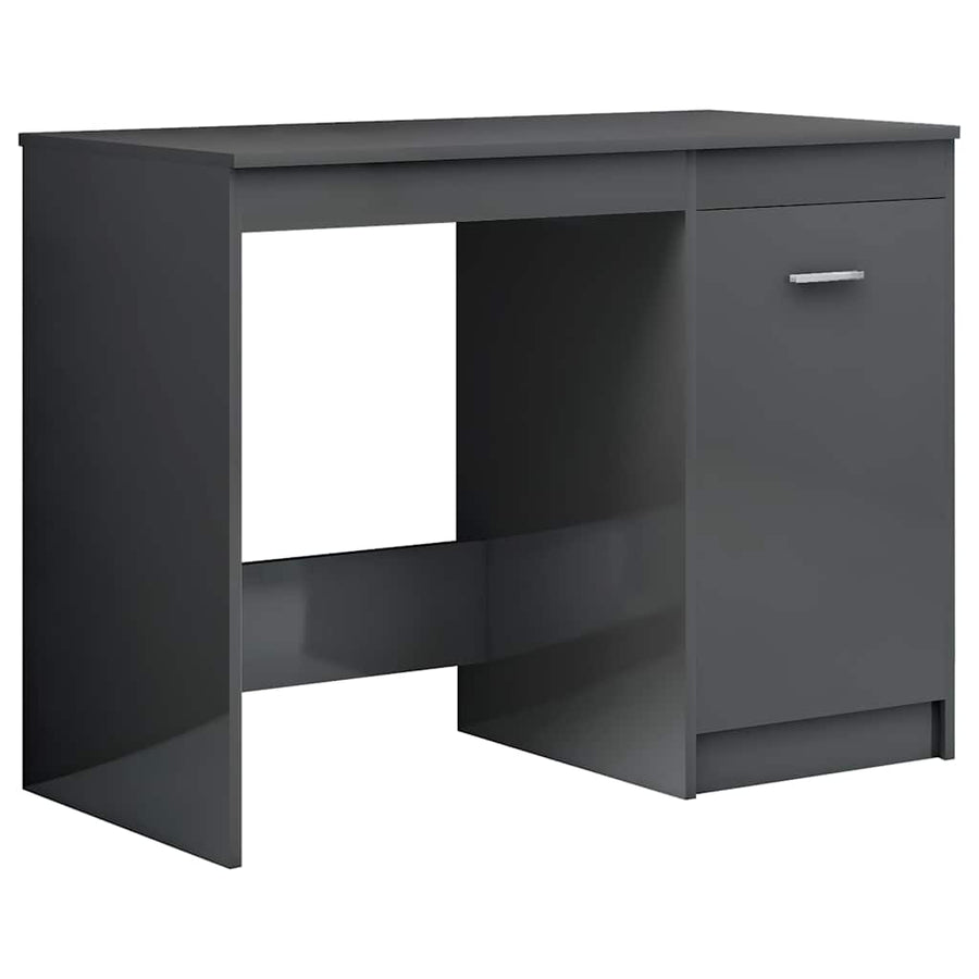 Desk High Gloss Grey 100x50x76 cm Engineered Wood