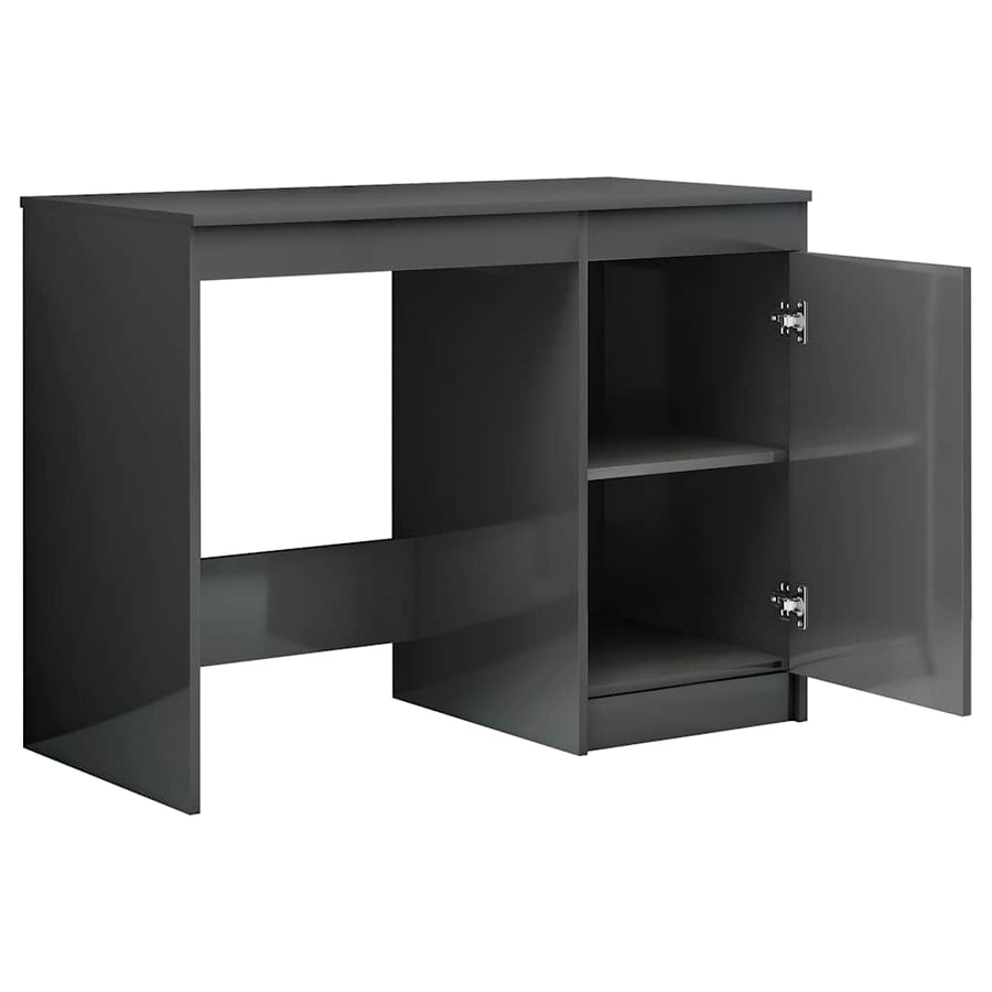 Desk High Gloss Grey 100x50x76 cm Engineered Wood