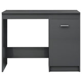 Desk High Gloss Grey 100x50x76 cm Engineered Wood - 45-Degree Angle