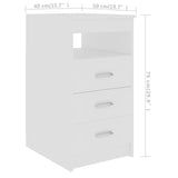 Drawer Cabinet White 40x50x76 cm Engineered Wood - Rear View