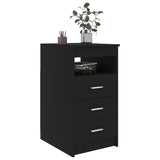 Drawer Cabinet Black 40x50x76 cm Engineered Wood - Side View