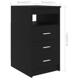 Drawer Cabinet Black 40x50x76 cm Engineered Wood - Rear View