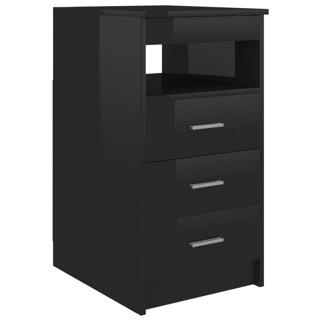 Drawer Cabinet Hign Gloss Black 40x50x76 cm Engineered Wood