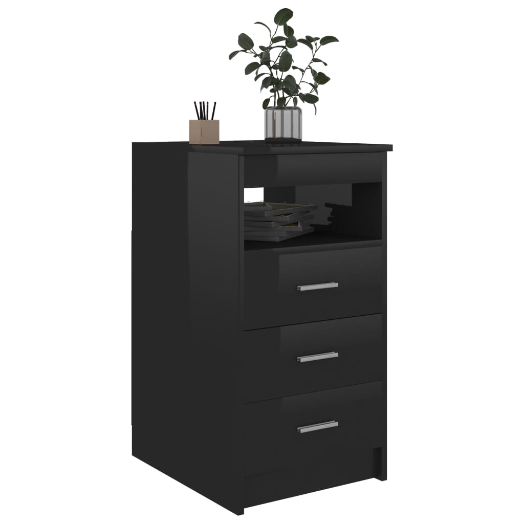 Drawer Cabinet Hign Gloss Black 40x50x76 cm Engineered Wood