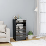 Drawer Cabinet Hign Gloss Black 40x50x76 cm Engineered Wood