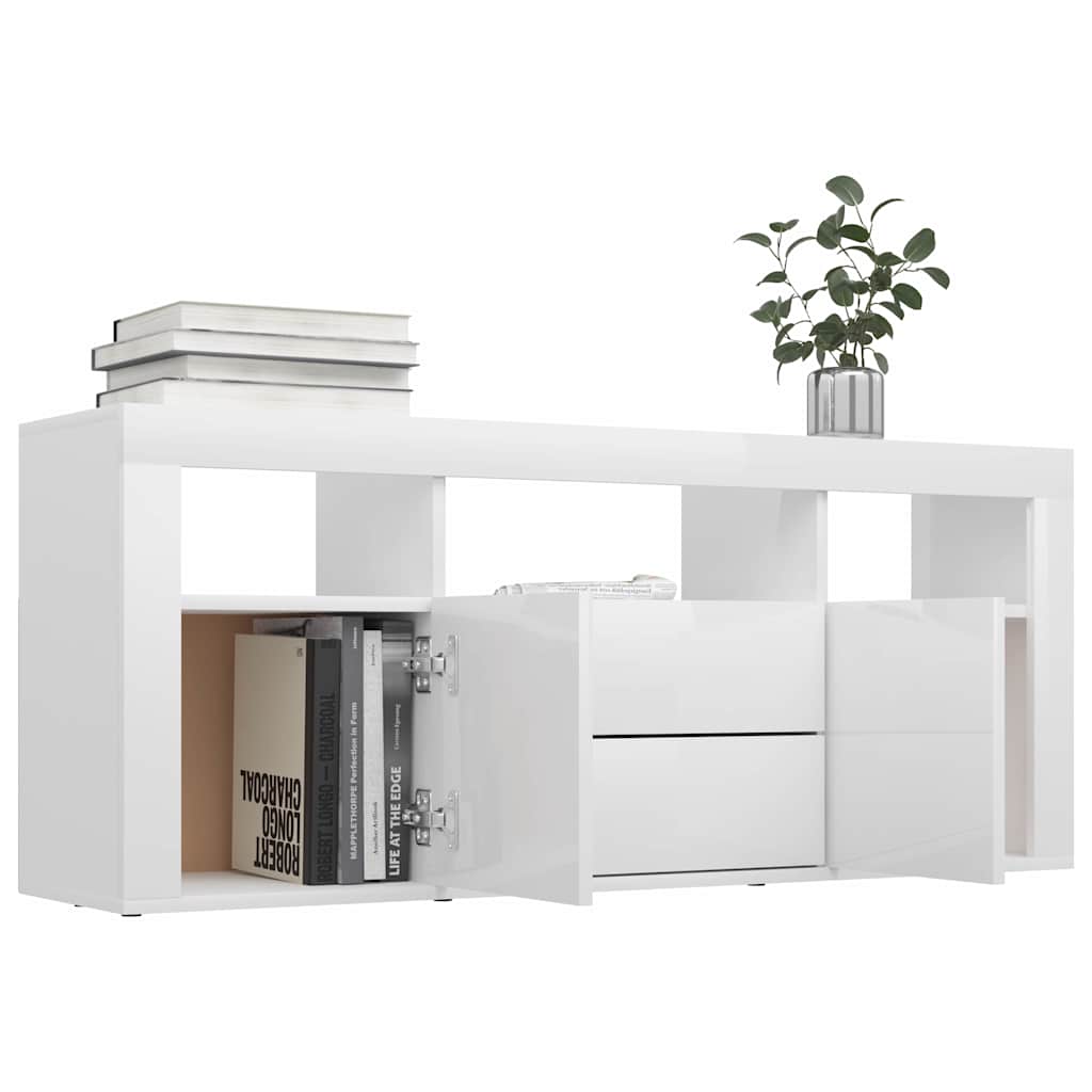TV Cabinet High Gloss White 120x30x50 cm Engineered Wood