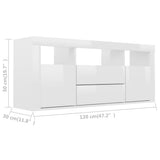 TV Cabinet High Gloss White 120x30x50 cm Engineered Wood - Low Angle