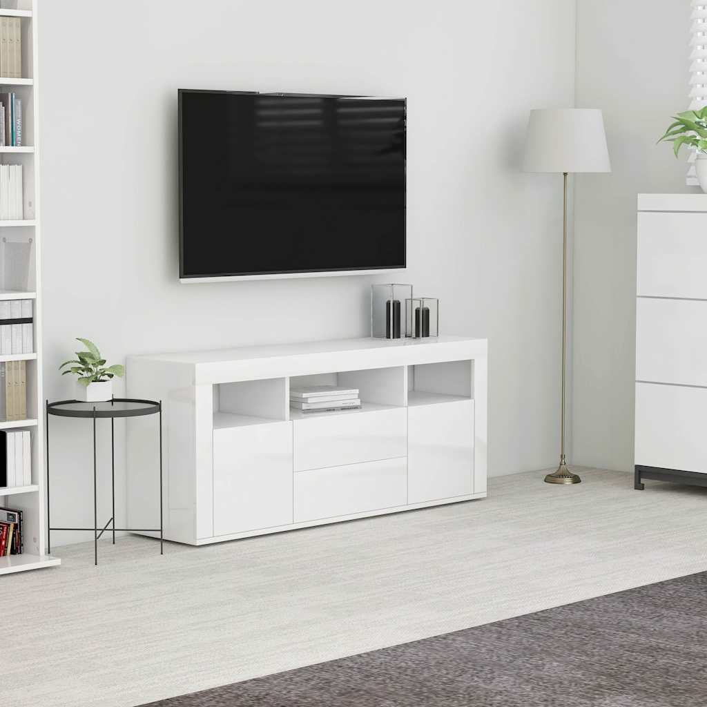 TV Cabinet High Gloss White 120x30x50 cm Engineered Wood