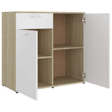 Sideboard White and Sonoma Oak 80x36x75 cm Engineered Wood - 45-Degree Angle