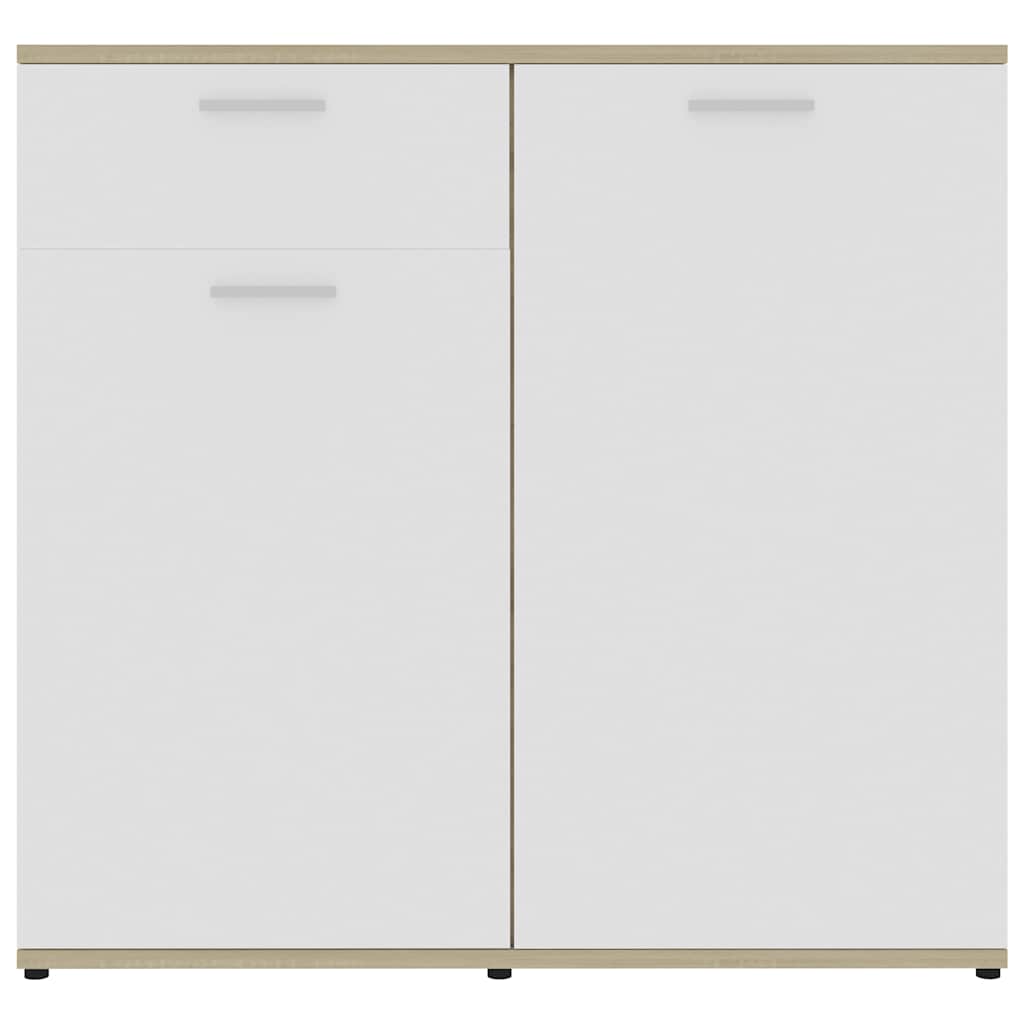Sideboard White and Sonoma Oak 80x36x75 cm Engineered Wood