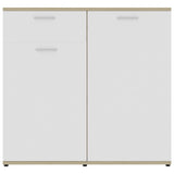 Sideboard White and Sonoma Oak 80x36x75 cm Engineered Wood - Rear View