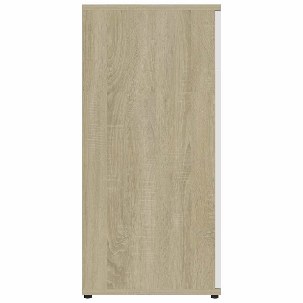Sideboard White and Sonoma Oak 80x36x75 cm Engineered Wood