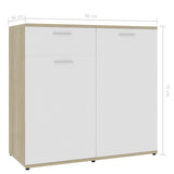 Sideboard White and Sonoma Oak 80x36x75 cm Engineered Wood