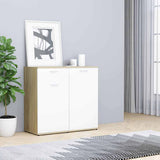 Sideboard White and Sonoma Oak 80x36x75 cm Engineered Wood