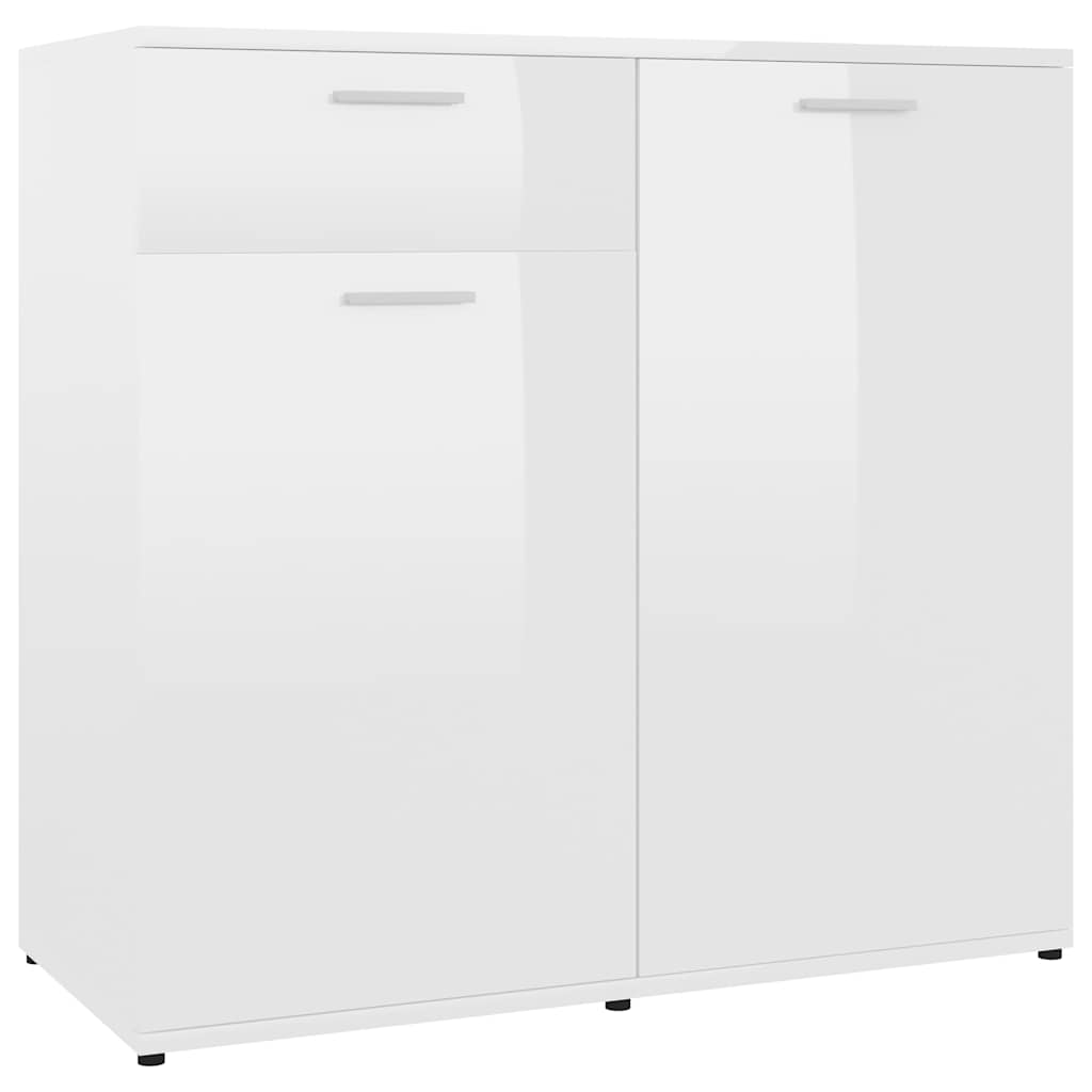 Sideboard High Gloss White 80x36x75 cm Engineered Wood