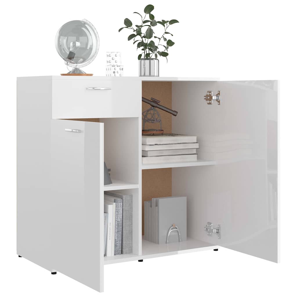 Sideboard High Gloss White 80x36x75 cm Engineered Wood