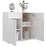Sideboard High Gloss White 80x36x75 cm Engineered Wood