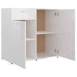 Sideboard High Gloss White 80x36x75 cm Engineered Wood - 45-Degree Angle