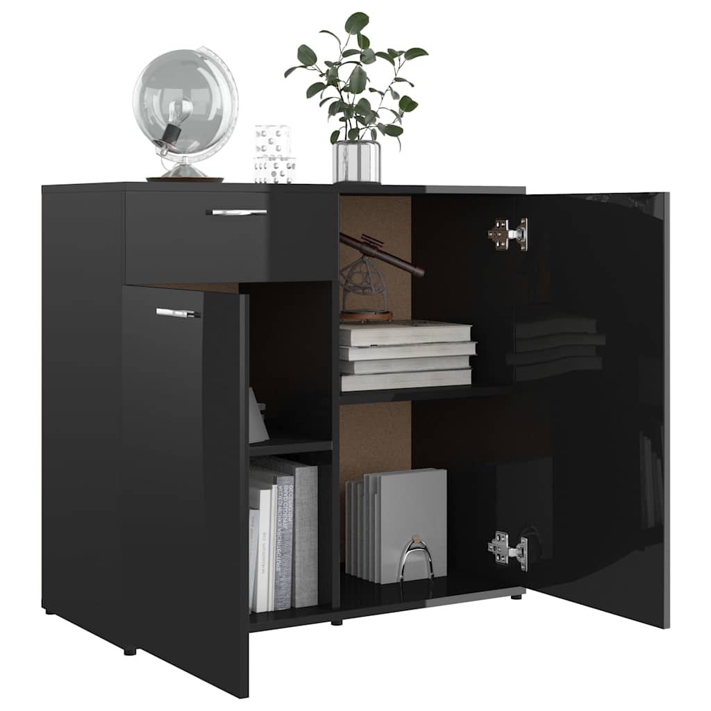 Sideboard High Gloss Black 80x36x75 cm Engineered Wood