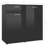 Sideboard High Gloss Black 80x36x75 cm Engineered Wood