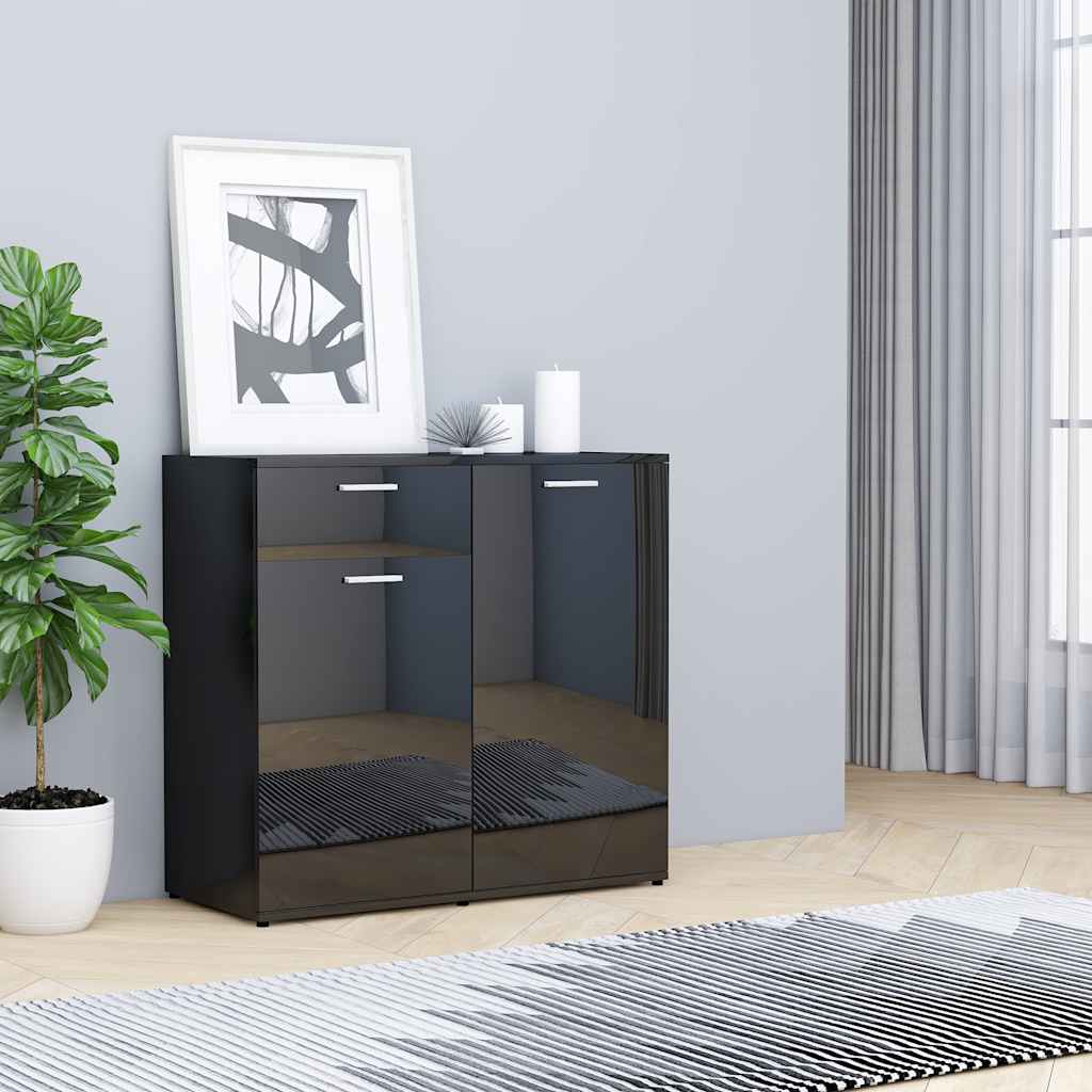 Sideboard High Gloss Black 80x36x75 cm Engineered Wood