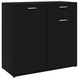 Sideboard Black 80x36x75 cm Engineered Wood - Front View