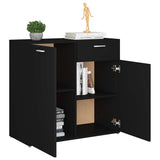 Sideboard Black 80x36x75 cm Engineered Wood - 45-Degree Angle