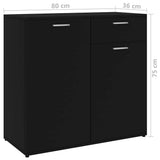 Sideboard Black 80x36x75 cm Engineered Wood - Extra Image