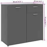 Sideboard Grey 80x36x75 cm Engineered Wood - Extra Image