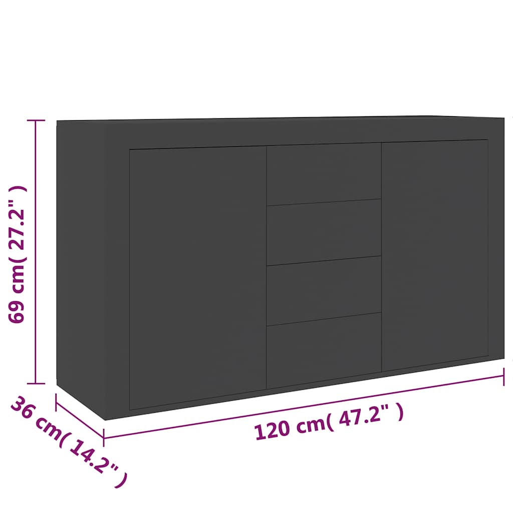 Sideboard Grey 120x36x69 cm Engineered Wood