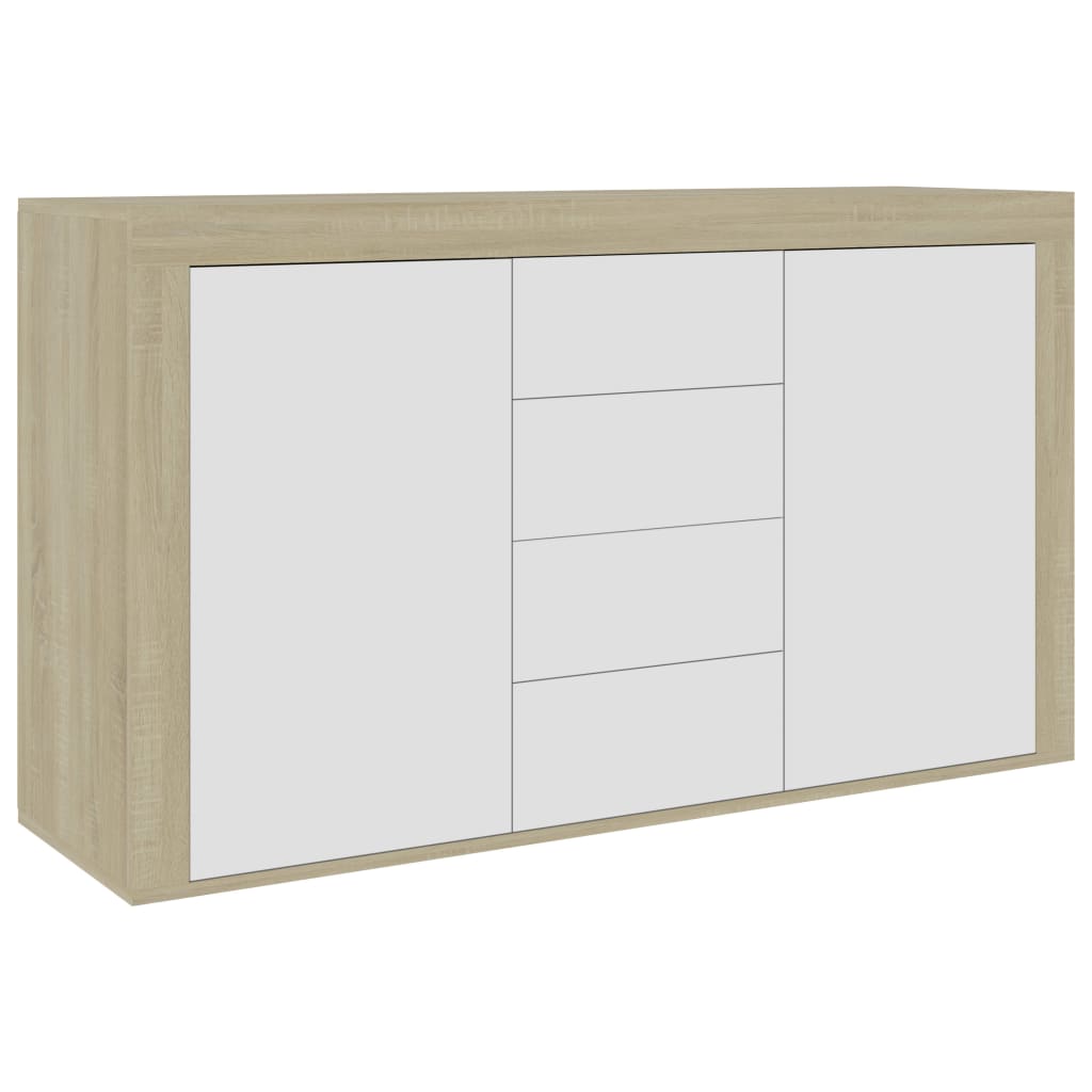 Sideboard White and Sonoma Oak 120x36x69 cm Engineered Wood