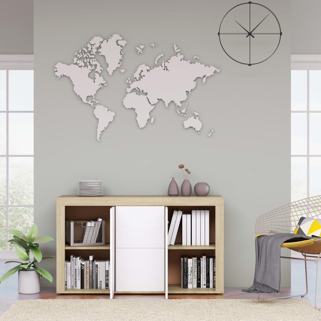Sideboard White and Sonoma Oak 120x36x69 cm Engineered Wood