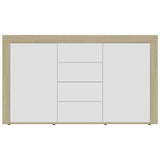 Sideboard White and Sonoma Oak 120x36x69 cm Engineered Wood