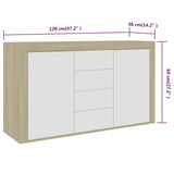 Sideboard White and Sonoma Oak 120x36x69 cm Engineered Wood - Low Angle