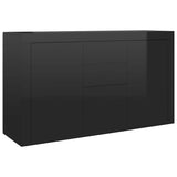 Sideboard High Gloss Black 120x36x69 cm Engineered Wood - Front View