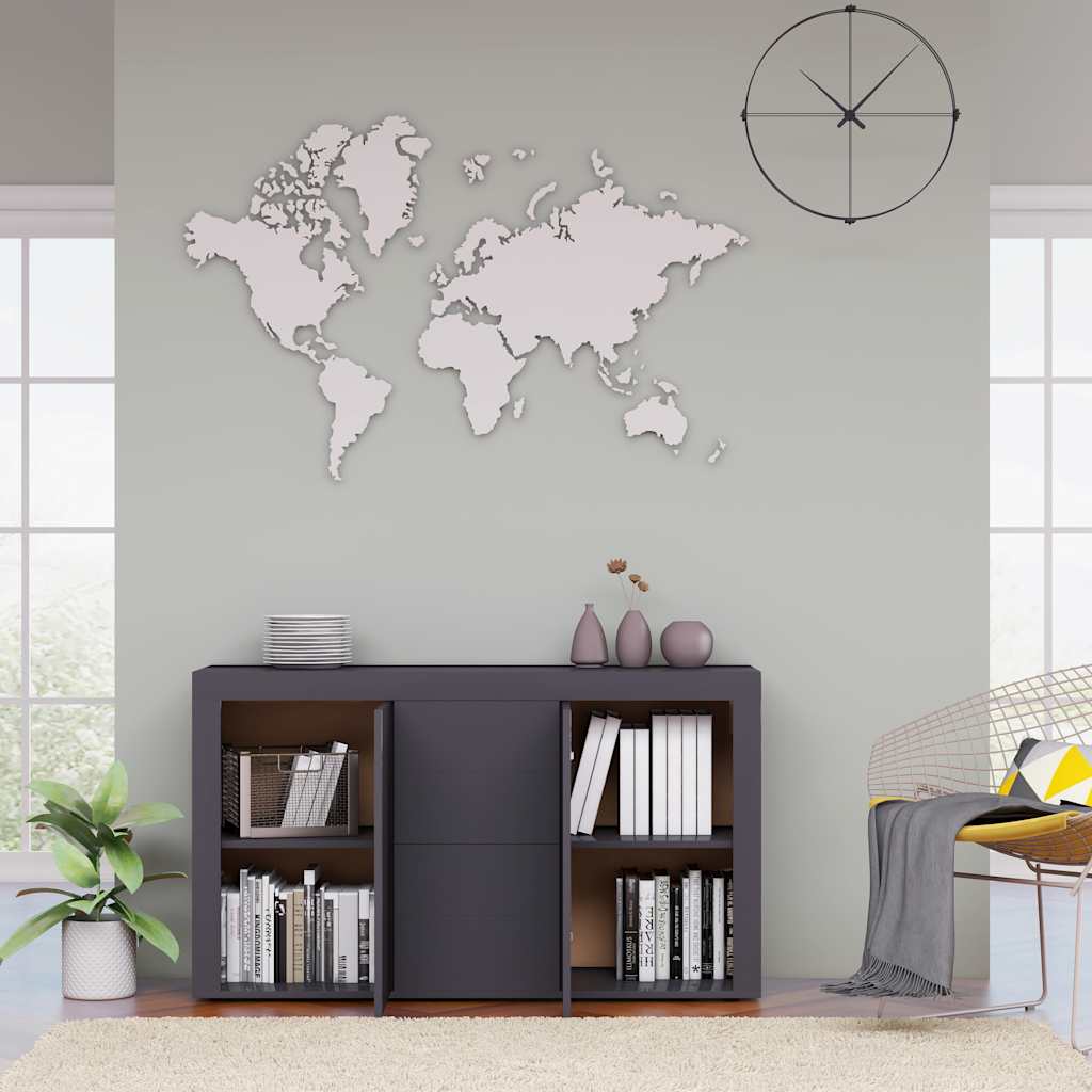 Sideboard High Gloss Grey 120x36x69 cm Engineered Wood