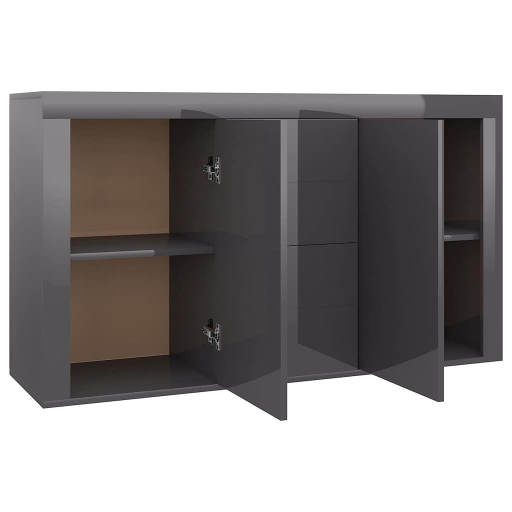 Sideboard High Gloss Grey 120x36x69 cm Engineered Wood