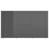 Sideboard High Gloss Grey 120x36x69 cm Engineered Wood - Rear View