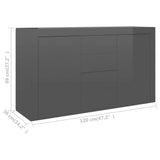 Sideboard High Gloss Grey 120x36x69 cm Engineered Wood