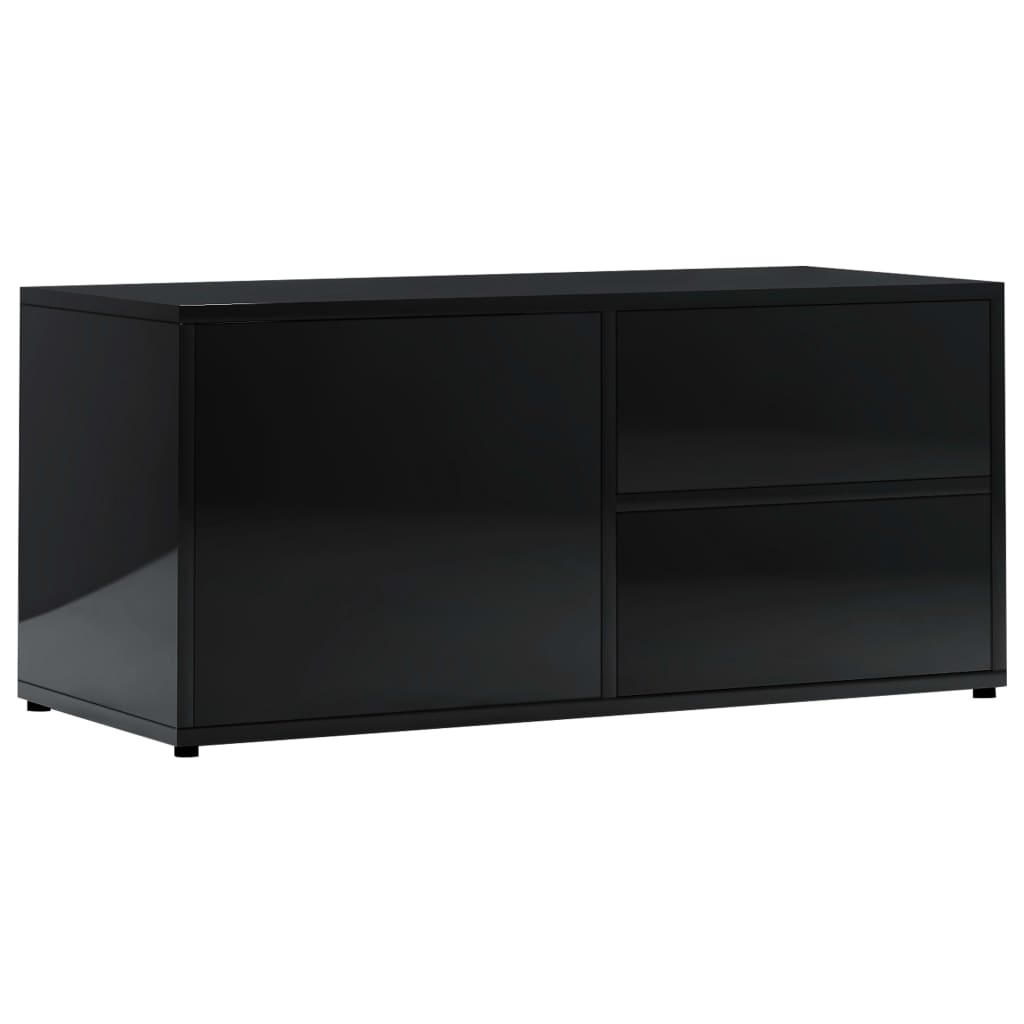 TV Cabinet High Gloss Black 80x34x36 cm Engineered Wood