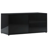 TV Cabinet High Gloss Black 80x34x36 cm Engineered Wood - Front View