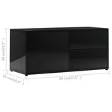 TV Cabinet High Gloss Black 80x34x36 cm Engineered Wood - Extra Image