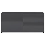 TV Cabinet High Gloss Grey 80x34x36 cm Engineered Wood - Low Angle
