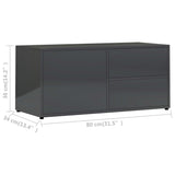 TV Cabinet High Gloss Grey 80x34x36 cm Engineered Wood - Extra Image